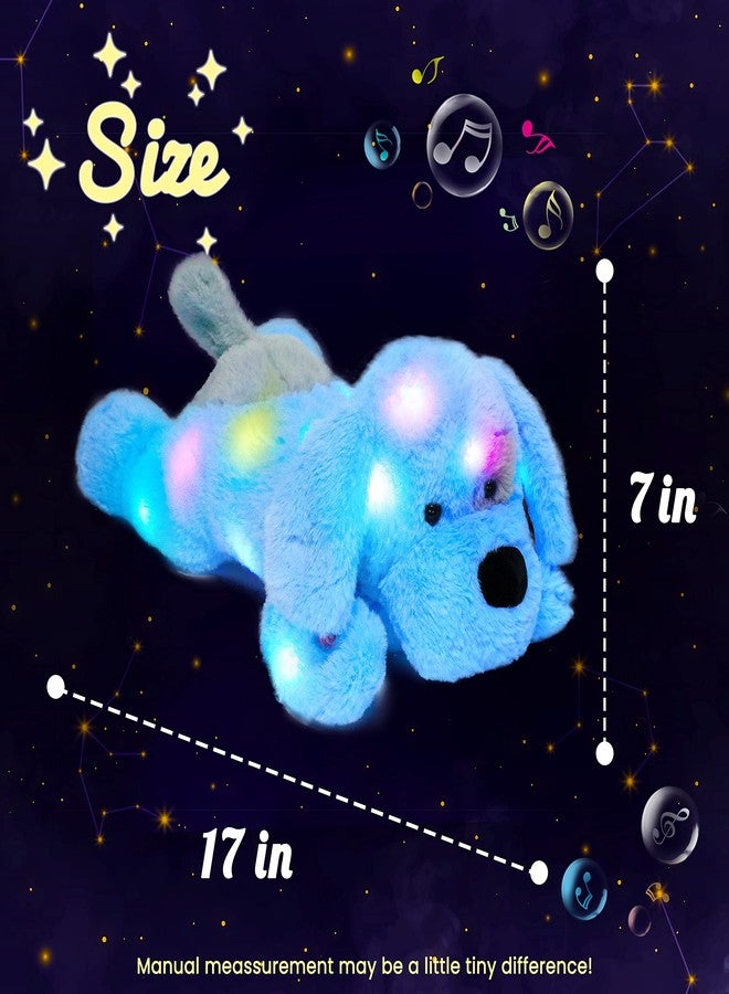 Hopearl LED Musical Stuffed Puppy Lighting Up Singing Plush Dog Adjustable Volume Lullaby Animated Soothe Birthday Festival for Kids Toddler Girls, Blue, 17'' - Image 2
